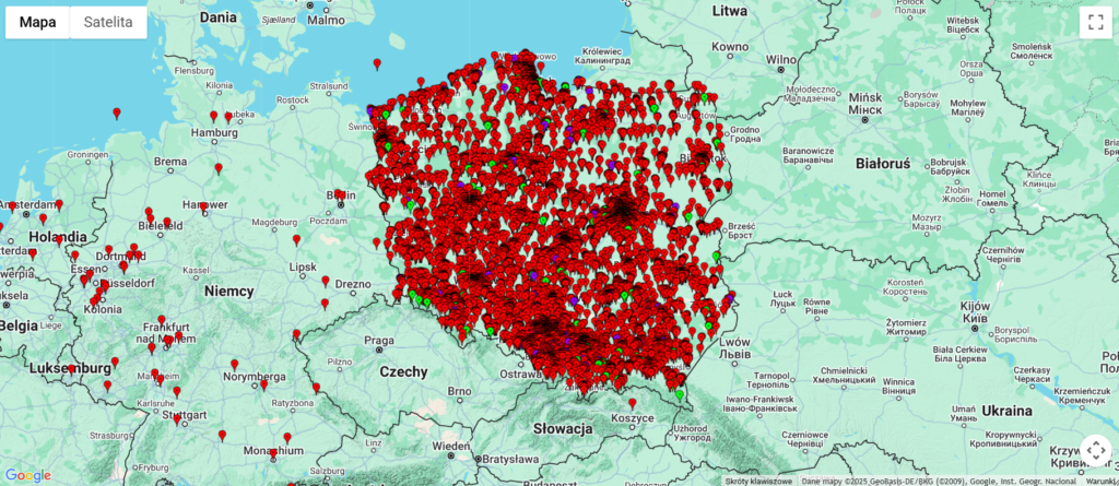 mapa krótkofalowców w Polsce 1 mapa krótkofalowców w Polsce