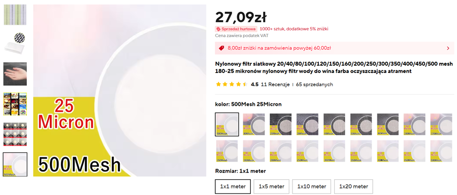 Nylonowy filtr siatkowy 2 filt woda obrona cywilna